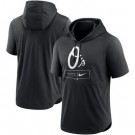 Men's Baltimore Orioles Black Lockup Performance Short Sleeved Pullover Hoodie