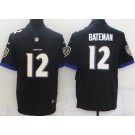 Men's Baltimore Ravens #12 Rashod Bateman Limited Black Vapor Untouchable Jersey