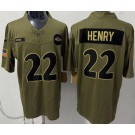 Men's Baltimore Ravens #22 Derrick Henry Limited Green 2025 Salute To Service Jersey
