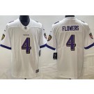 Men's Baltimore Ravens #4 Zay Flowers Limited White Vapor Jersey