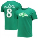 Men's Baltimore Ravens #8 Lamar Jackson Green St Patrick's Day Icon T-Shirt