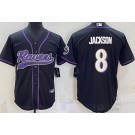 Men's Baltimore Ravens #8 Lamar Jackson Limited Black Baseball Jersey
