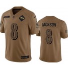 Men's Baltimore Ravens #8 Lamar Jackson Limited Brown 2023 Salute To Service Jersey