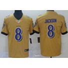 Men's Baltimore Ravens #8 Lamar Jackson Limited Gold Inverted Vapor Untouchable Jersey