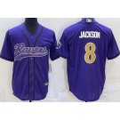 Men's Baltimore Ravens #8 Lamar Jackson Limited Purple Alternate Baseball Jersey