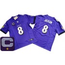 Men's Baltimore Ravens #8 Lamar Jackson Limited Purple C Patch FUSE Vapor Jersey