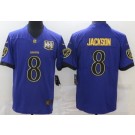 Men's Baltimore Ravens #8 Lamar Jackson Limited Purple Gold Vapor Untouchable Jersey