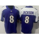 Men's Baltimore Ravens #8 Lamar Jackson Limited Purple Thanksgiving FUSE Vapor Jersey