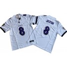 Men's Baltimore Ravens #8 Lamar Jackson Limited White FUSE Vapor Jersey