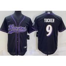 Men's Baltimore Ravens #9 Justin Tucker Limited Black Baseball Jersey