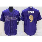 Men's Baltimore Ravens #9 Justin Tucker Limited Purple Alternate Baseball Jersey