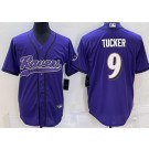 Men's Baltimore Ravens #9 Justin Tucker Limited Purple Baseball Jersey