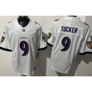 Men's Baltimore Ravens #9 Justin Tucker Limited White FUSE Jersey