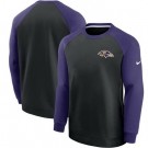 Men's Baltimore Ravens Black Historic Raglan Crew Performance Sweater