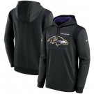 Men's Baltimore Ravens Black Sideline Logo Performance Pullover Hoodie