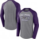 Men's Baltimore Ravens Gray 1996 Tri Blend Raglan Athletic Long Sleeve T Shirt