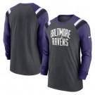 Men's Baltimore Ravens Gray Purple Tri Blend Raglan Athletic Long Sleeve T Shirt