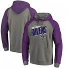 Men's Baltimore Ravens Gray Slant Strike Tri Blend Raglan Pullover Hoodie