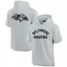 Men's Baltimore Ravens Gray Super Soft Fleece Short Sleeve Hoodie