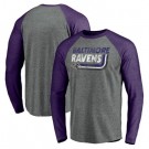 Men's Baltimore Ravens Gray Tri Blend Raglan Athletic Long Sleeve T Shirt