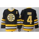 Men's Boston Bruins #4 Bobby Orr Black Throwback Jersey