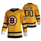 Men's Boston Bruins Customized Gold 2021 Reverse Retro Special Authentic Jersey