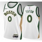 Men's Boston Celtics #0 Jayson Tatum White 2023 City Icon Heat Press Jersey