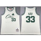 Men's Boston Celtics #33 Larry Bird Cream Chainstitch Throwback Swingman Jersey