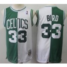 Men's Boston Celtics #33 Larry Bird Green White Split 1985 Throwback Swingman Jersey