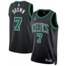 Men's Boston Celtics #7 Jaylen Brown Black Statement Heat Press Jersey