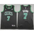 Men's Boston Celtics #7 Jaylen Brown Black Statement Sponsor Swingman Jersey