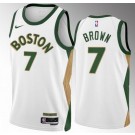 Men's Boston Celtics #7 Jaylen Brown White 2023 City Icon Heat Press Jersey