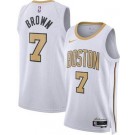 Men's Boston Celtics #7 Jaylen Brown White 2025 City Heat Press Jersey