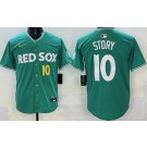 Men's Boston Red Sox #10 Trevor Story Green 2025 City Connect Player Name Limited Jersey