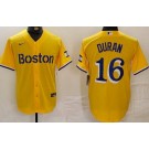 Men's Boston Red Sox #11 Jarren Duran Yellow City Connect Player Name Cool Base Jersey