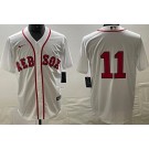 Men's Boston Red Sox #11 Rafael Devers White Without Name Cool Base Jersey