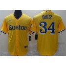 Men's Boston Red Sox #34 David Ortiz Yellow 2021 City Player Name Cool Base Jersey