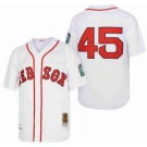 Men's Boston Red Sox #45 Pedro Martinez White Throwback Jersey