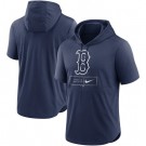 Men's Boston Red Sox Navy Lockup Performance Short Sleeved Pullover Hoodie