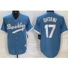 Men's Brooklyn Dodgers #17 Shohei Ohtani Light Blue Cooperstown Collection Cool Base Jersey