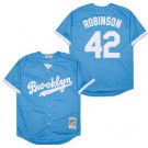Men's Brooklyn Dodgers #42 Jackie Robinson Light Blue Throwback Jersey