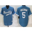 Men's Brooklyn Dodgers #5 Freddie Freeman Light Blue Cooperstown Collection Cool Base Jersey