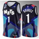 Men's Brooklyn Nets #1 Mikal Bridges Navy 2023 City Icon Heat Press Jersey