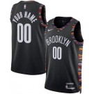 Men's Brooklyn Nets Custom Black 2025 City Heat Press Jersey