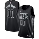 Men's Brooklyn Nets Custom Black Statement Heat Press Jersey