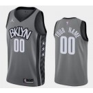 Men's Brooklyn Nets Custom Gray Statement Icon Hot Press Jersey