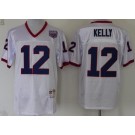 Men's Buffalo Bills #12 Jim Kelly White Throwback Jersey