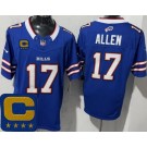 Men's Buffalo Bills #17 Josh Allen Limited Blue Captain Patch FUSE Vapor Jersey