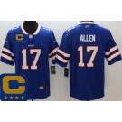 Men's Buffalo Bills #17 Josh Allen Limited Blue Captain Patch Vapor Jersey