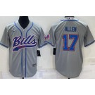 Men's Buffalo Bills #17 Josh Allen Limited Gray Baseball Jersey